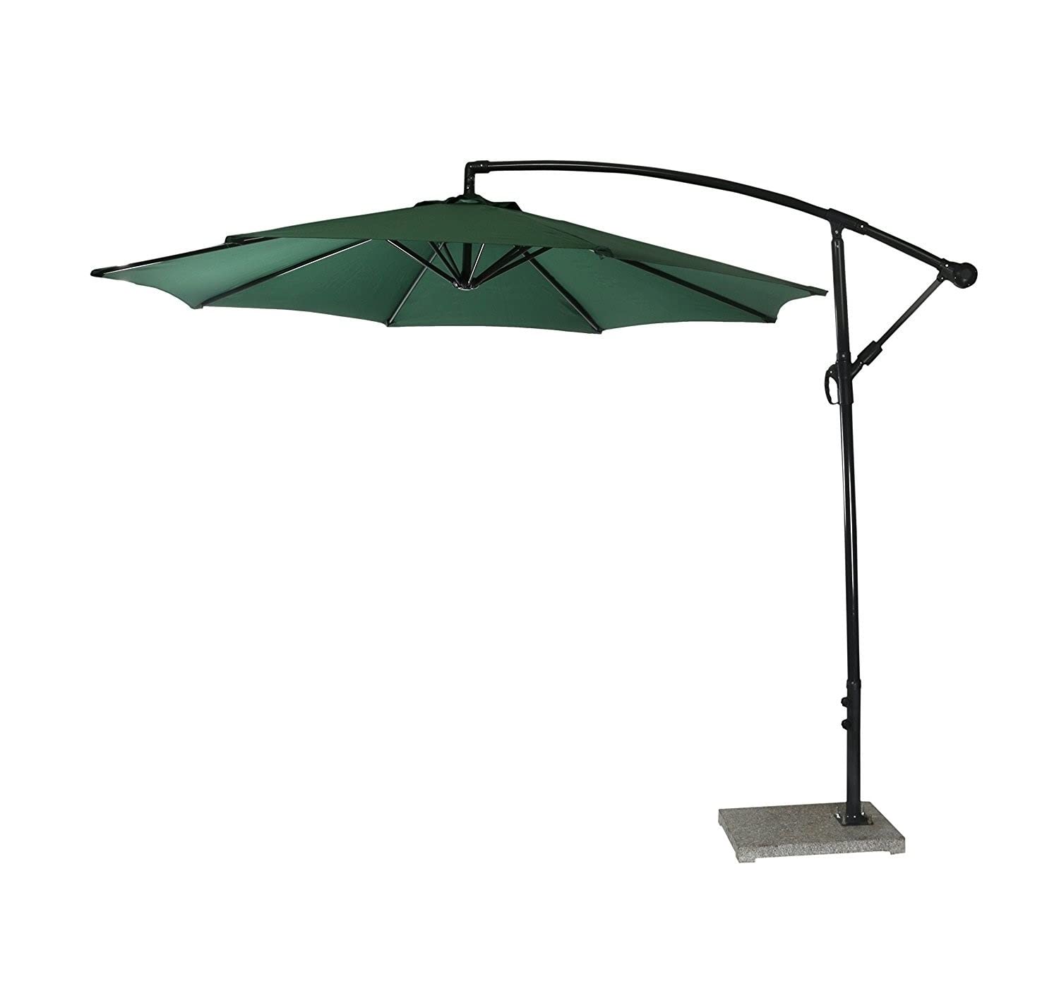 Invezo Side Pole Outdoor Garden Umbrella with 9 FT Diameter | Patio Umbrella for Outdoor, Cantilever, Balcony (GREEN, GRANITE BASE (30 KGS))