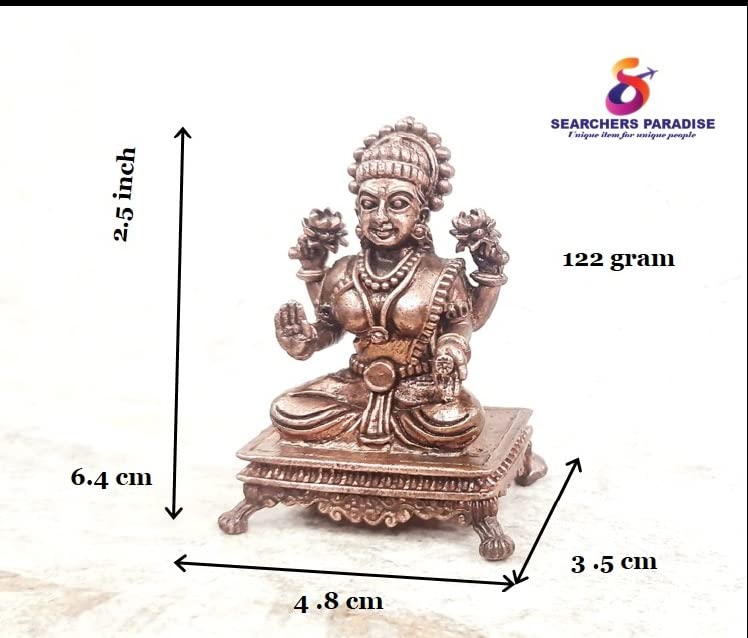 Image of Copper Idols India, 2.5 inches, Handmade Copper Lakshmi Idol, 122 Grams, Patina Antique Finish, Pack of 1 Piece