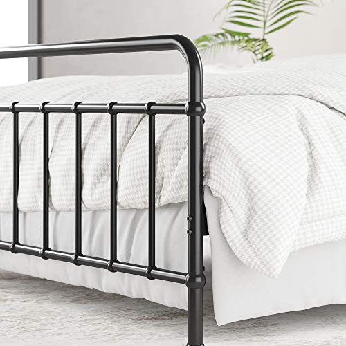 Image of Zinus Florence Full Panel Metal Platform Bed Frame, Mattress Foundation, No Box Spring Needed, Easy Assembly, Black, Twin
