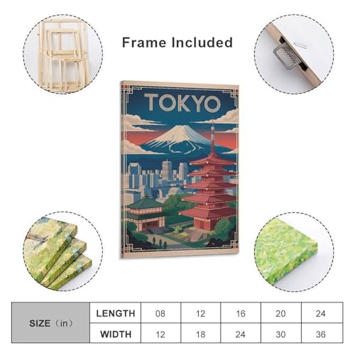 Impression d'art mural Tokyo sur toile 60x90cm pour salon