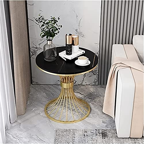 Image of Round Coffee Table Side Table Modern Home Decor Tea End Table for Living Room Bedroom and Balcony (Golden & Black)