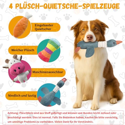 SUNFATT Hundespielzeug kleine Hunde,10 Stück Welpenspielzeug für kleine Hunde,Quietschspielzeug und Kauspielzeug Hundespielzeug Set,Waschbares Natürlicher Baumwolle & Ungiftig