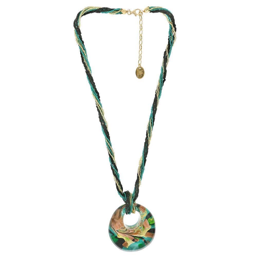 Venetiaurum - Collana Multifilo per Donna Con Medaglione In Vetro Originale Di Murano E Argento 925 - Gioiello Made In Italy Certificato