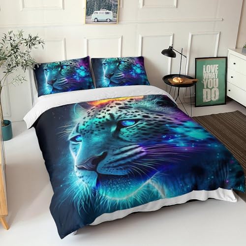 Parure de lit léopard 3D en microfibre douce avec fermeture éclair - 3