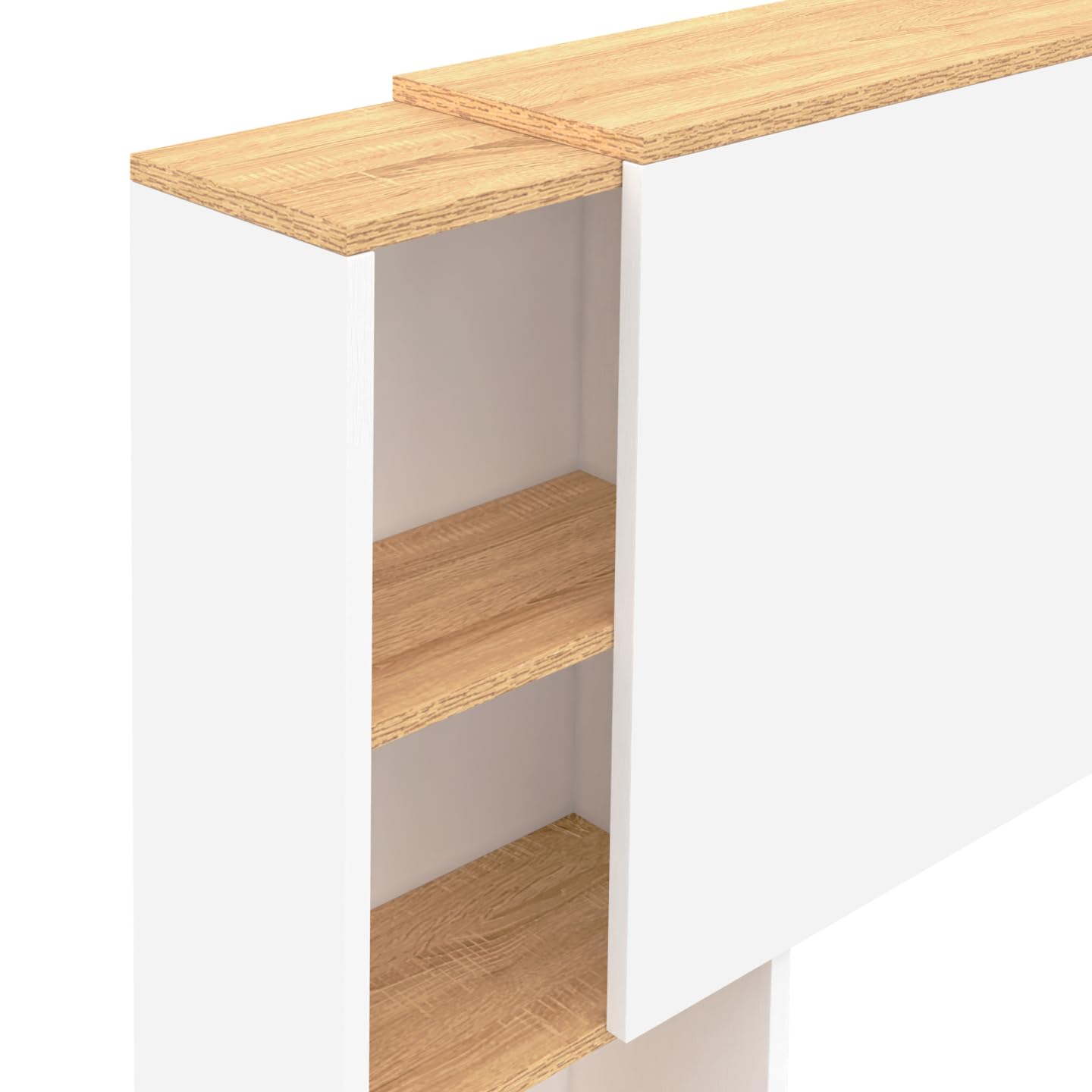 IDMarket - Cabecero extensible CATBA con almacenamiento deslizante para camas de 140 y 160 CM de madera y blancas