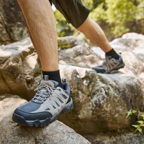 Image of SHULOOK Men's Waterproof Hiking Shoes Lightweight Anti Slip Outdoor Ankle Boots Breathable Hike Trekking Trails Shoe