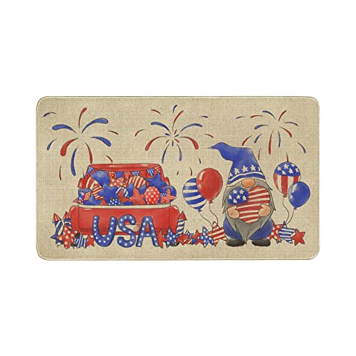 Protikol Fourth Of July Gnomes Door Mats Non-Slip Independence Day Memorial Day Welcome Doormat Indoor Outdoor Kitchen Farmhouse Decor Burlap 17 X 30 Inch #TOP11