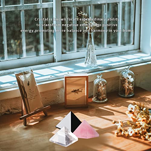 Image of Runyangshi Natural Clear Quartz Crystal Pyramid Energy Generator | 1.2x1.2in (3x3cm) Healing Crystal Pyramid for Protection & Positive Energy | Natural Quartz for Chakra Reiki Home Decor