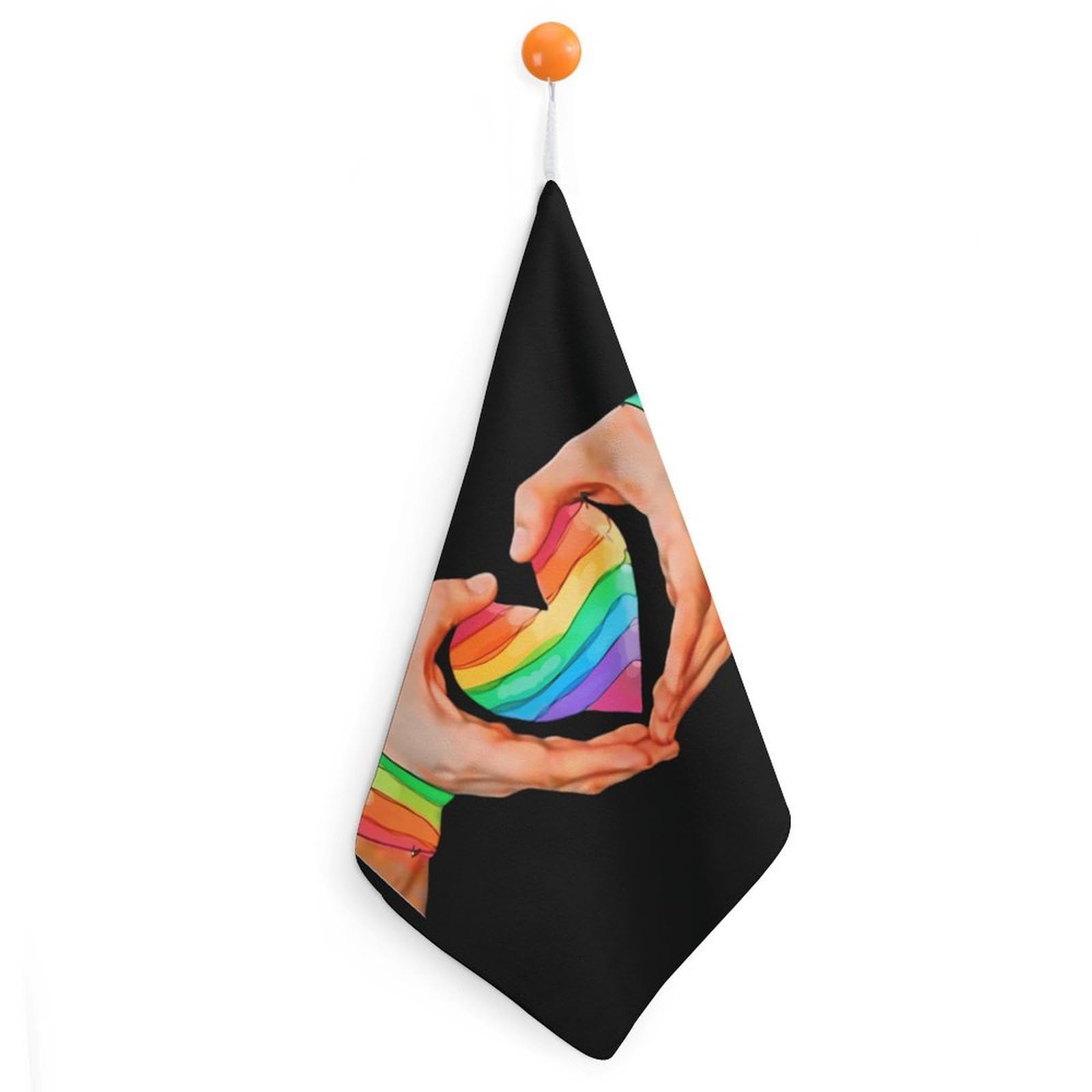 TXFBTRFSA Rainbow Flag Heart LGBT Pridees Hand Towels with Hanging Loop Kitchen Towel Handkerchiefs Cleaning Cloths