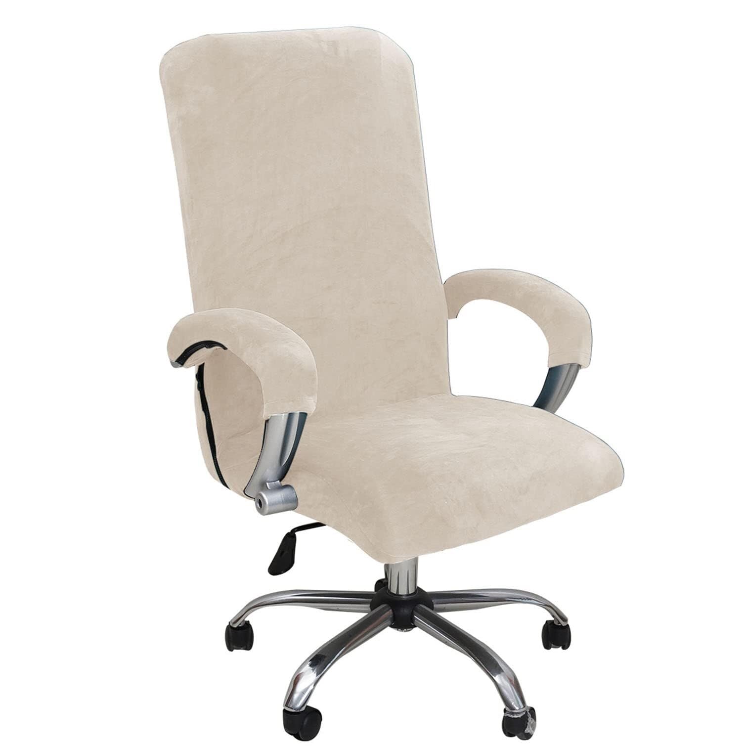NMVAWIPT Velvet Office Chair Cover With Armrest Covers, Stretch High Back Boss-Chair Slipcover, Zipper Design(13#,Middle)