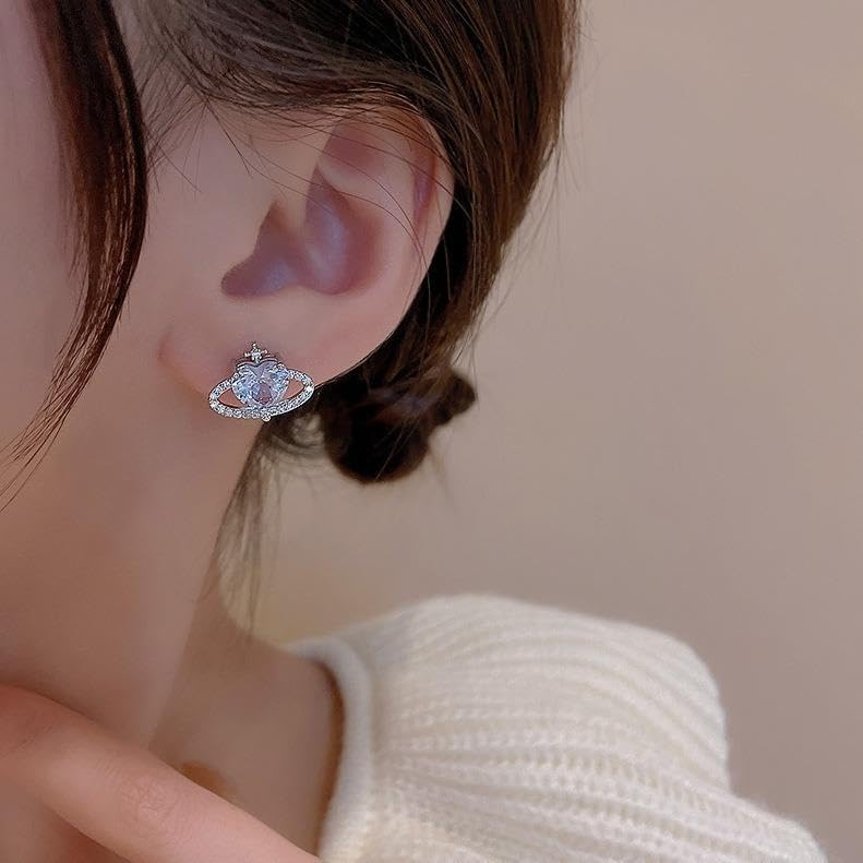 Amazon.co.jp: 在庫僅か ハート プラネット ピアス シルバー 
