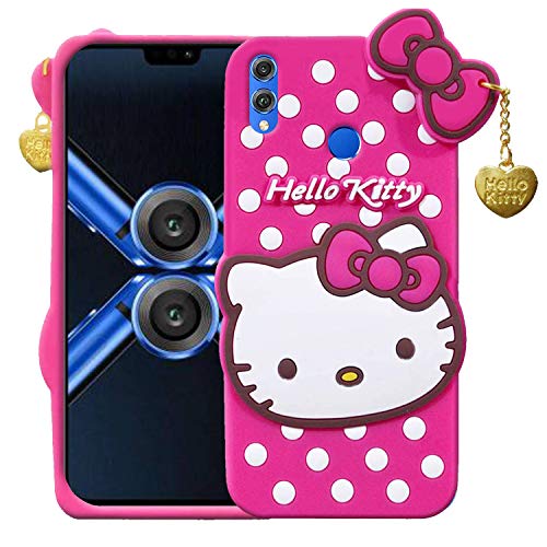 Image of Unirock Hello Kitty Back Case Cover for Honor 8X| 3D Cute Hello Kitty Case |Soft Silicone Rubber Back Cover with Pendant Kitty Cover for Honor 8X (Pink)
