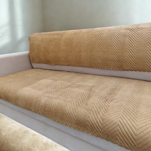 Image of Homerz Premium Velvet Sofa Cover Panel | Soft & Velvety Fabric | Rich Vibrant Colours | Sofa Protector for Living Room (Mustard, 1 Seater, Seat Cover with Backrest)