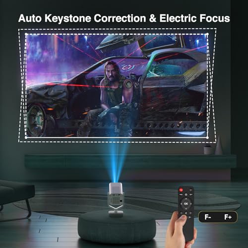 Mini Beamer Unterstützt 4K 1080P | Auto Trapezkorrektur | 270° Drehung Smart Klein Projektor Bluetooth WiFi6 AKATUO Tragbarer Projector Handy Kompatibel mit HDMI/TV Stick/Laptop – Bild 4