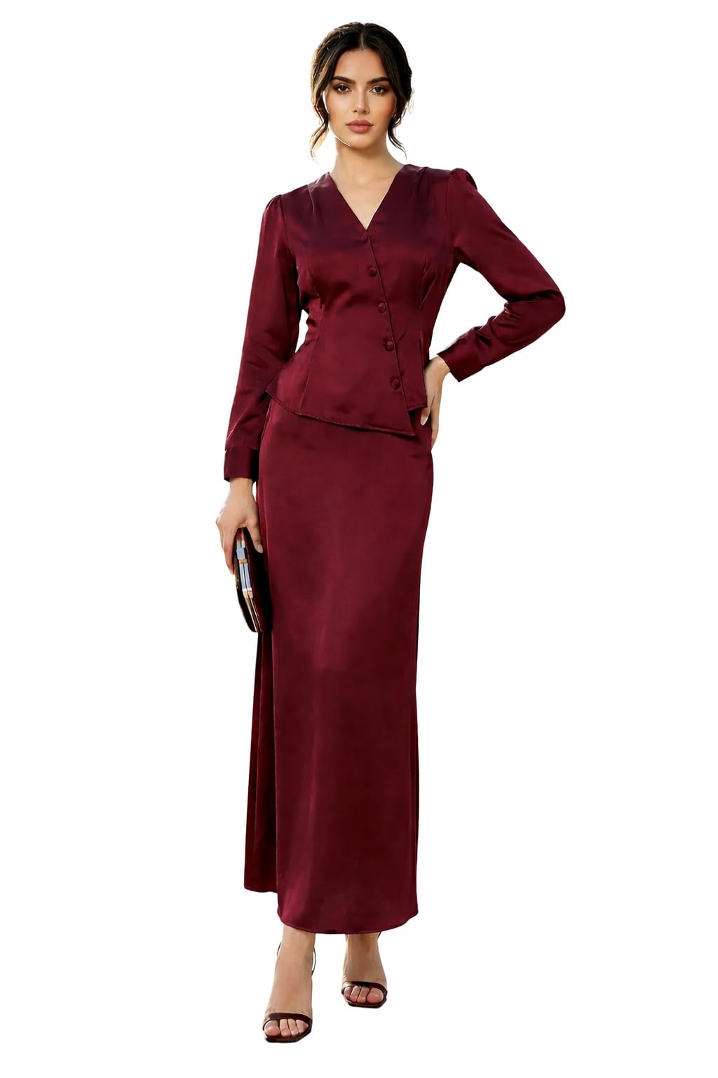 Premium Satin Top and Skirt Set || Satin Co Ord Set || Satin Dress Wine