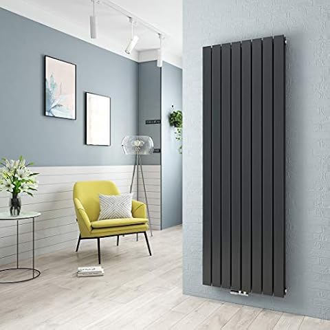 Heilmetz Heizkörper Design Vertikal 1800 x 620 mm Anthrazit Paneelheizkörper Flach Doppellagig Mittelanschluss Heizung Cover