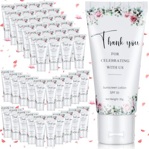 Image of 72 Pcs Mini Sunscreen Bulk for Summer Party Wedding SPF 30 Water Resistant Sunscreen Lotion Bulk 1oz Travel Size for Thank You Gifts Wedding Supplies (Flower)