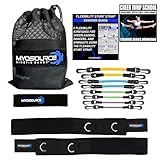 Kinetic Bands Cheer Combo Flexibility Fitness Training Kit (Leg Resistance Bands, Stunt Strap, Training DVD) From Myosource (Under 110 Pounds (Black Stunt Strap))