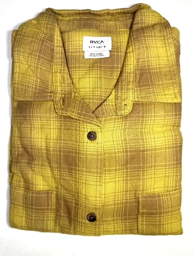 RVCA Women's Button Down Shirt, Figueroa Flannel/Vintage Gold, XL