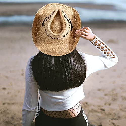 Mix Brown Western Hats For Women Cowboy Outback Raffia Sun Hat Cowgirl Summer Beach Hats Shapeable Wide Brim #TOP5