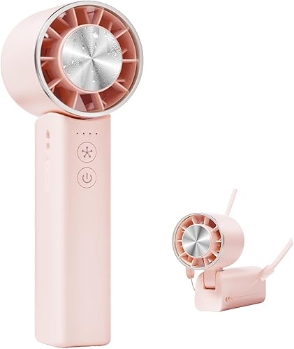 Ventilador de mano  4 velocidades ajustables 4800 mAh, plegable, ligero diseño desgastado por el cuello, esenciales para vacaciones en la playa,