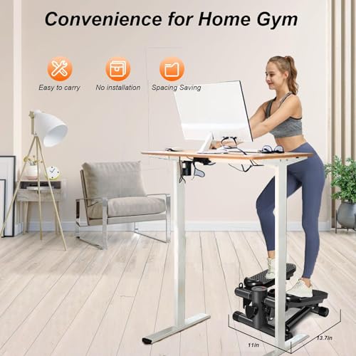 Mini stepper schodowy do ćwiczeń domowych z inteligentnym wyświetlaczem LED, taśmami oporowymi i udźwig 150 kg, kompaktowy sprzęt treningowy do treningu cardio