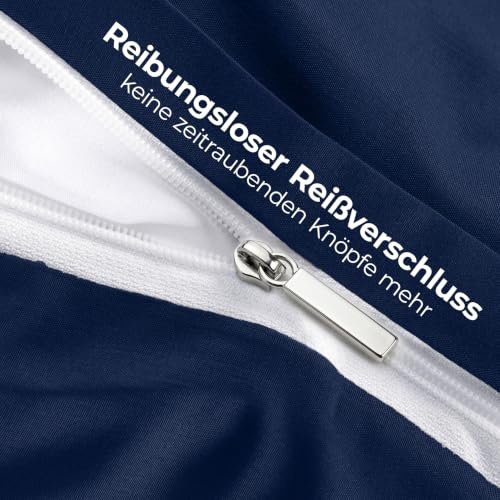 Utopia Bedding Bettwäsche 135x200 cm + 1 Kissenbezug 80x80 cm, Marineblau – Ansicht 6