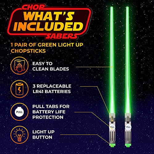 Sabers Chop Lightsaber Led Light Up Chopsticks 1 Pair Skywalker Green #TOP2