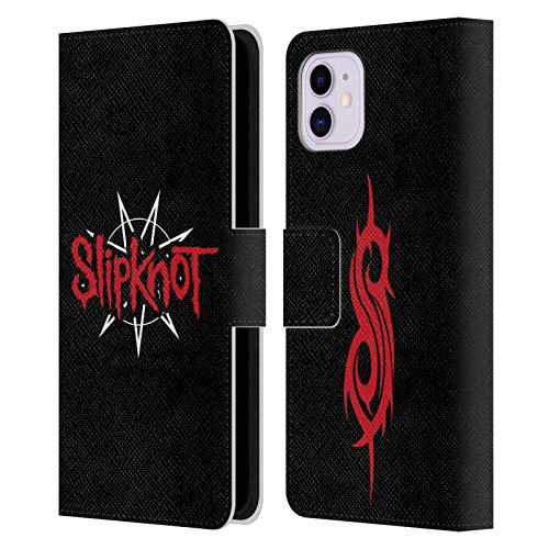 Carcasa de cuero Slipknot para iPhone 11 con soporte integrado y ranuras para tarjetas