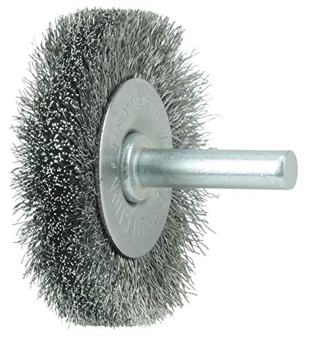Image of Weiler 17955 2 inch Stem-Mounted Crimped Wire Radial Wheel.008 Steel Fill, 1 /4 inch Stem, Made in USA (Pack of 10)