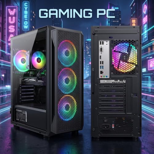 Image of STGAubron Gaming PC Desktop,Core I7,RTX 3060Ti 8G,16G RAM,512G SSD | Gaming Computer Tower for Streaming,Video Editing,Home,School,I7 up to 3.9GHz,ARGB Fan,WiFi 6,BT 5.0,4K DP,HDMI,Win11 Home