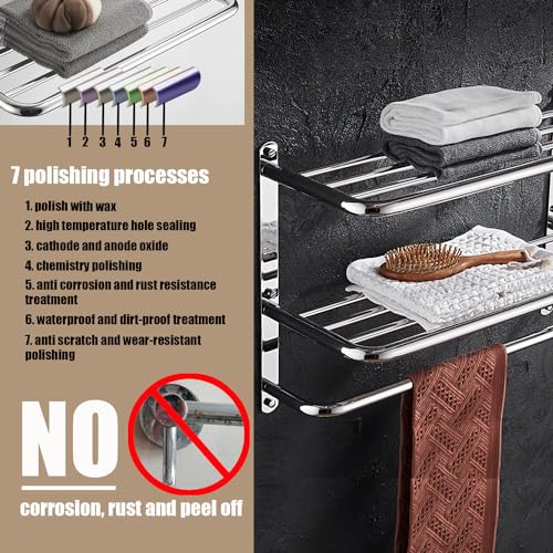 LUANT Bathroom Shelf 3-Tier Wall Mounting Rack with Towel Bars