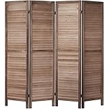 RHF 4 Panel Room Divider Room Dividers and Folding Privacy Screens, Wood Privacy Screen Room Dividers, 5.6 Ft Tall Room Divider Wall, Space Seperater,Freestanding (4 Panel, Brown)