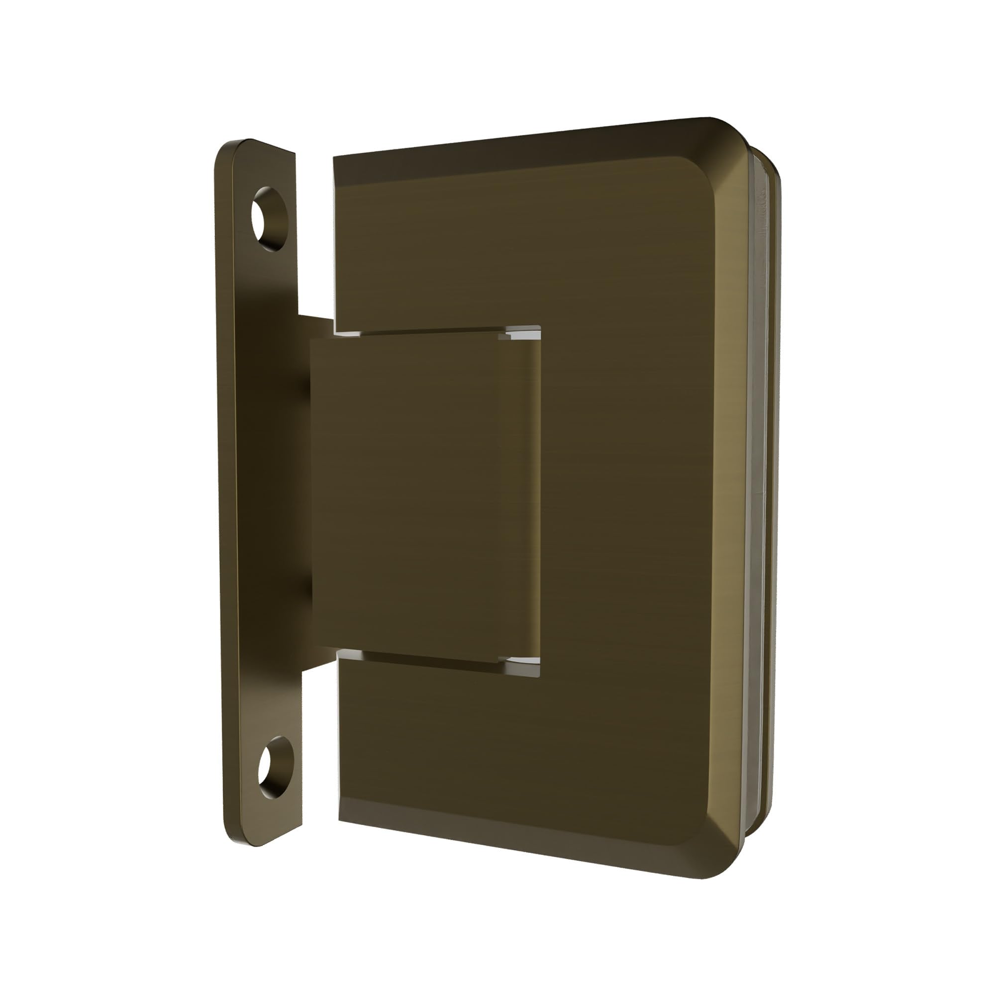 Brixwell Wall Mount H-Back Plate Shower Door Hinge for Frameless Shower Doors, Brass Material, Brushed Bronze Finish, Fits 3/8" to 1/2" Glazing Thickness, 4" Height