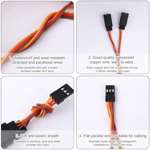 BTFO 12pcs Servo Y Splitter Cable, 3.94 Inch/10cm 1 Female to 2 Male Extension Harness Cord Splitter Wire Replacement for JR/Futaba Used on RC Cars, Drones, Boats, Airplane Models - 4