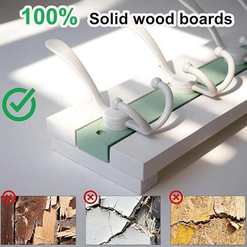 Image of SKOLOO Coastal Wall Mounted Coat Rack - 38-1 /8 inch Beach House Entryway Wooden Coat Hook with 10 Hooks for Hanging Coats, Hats or Towels, Oceanfront Cottage Core Collection, White & Green