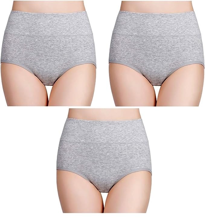 DIVING DEEP Womens High Waisted Underwear Cotton Panties Regular & Plus Size | Women Briefs Panty | Panty for Women | Combo Set Panty | Ladies Panty Set (Pack of 3)