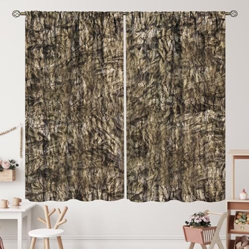 ZhiRain Camo Curtains Oak Wood Mossy Forest Camouflage Pattern Curtain with Rod Pocket for Bedroom Living Room Home Decor Drapes Window Treatments 2 Panels Set 42