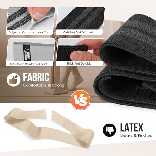 Image of Fabric Resistance Band Set with Exercise Guide, 3 Levels for Hip and Glute | For women and men; 3 resistance levels with an exercise guide for legs, squats, yoga, fitness, and physical therapy