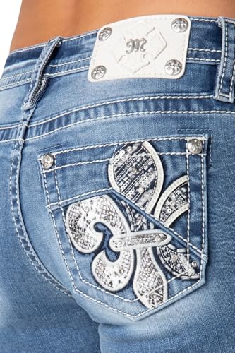 Miss Me Women's Wild Spirit Fleur de Lis Mid-Rise Bootcut Jeans4