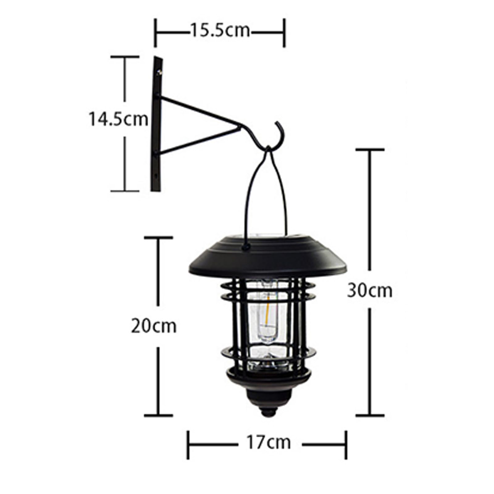 Solarna lampa ścienna zewnętrzna wisząca IP65 Wodoodporna lampa ścienna z kloszem przezroczyste szkło oświetlenie ścienne z czujnikiem ruchu, balkon, taras (czarne białe światło, 1 sztuka)