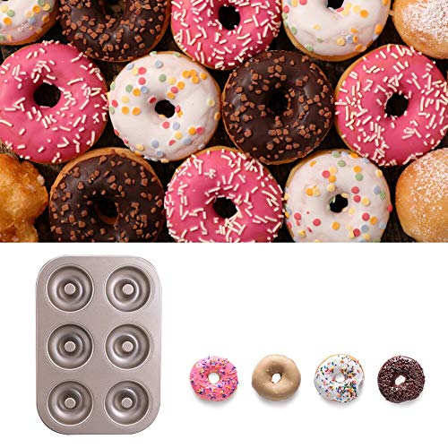 MEIZHIYUE 6 Cups Non-Stick Donut Baking Pan Metal Muffin Cake Mould Cupcake Mold