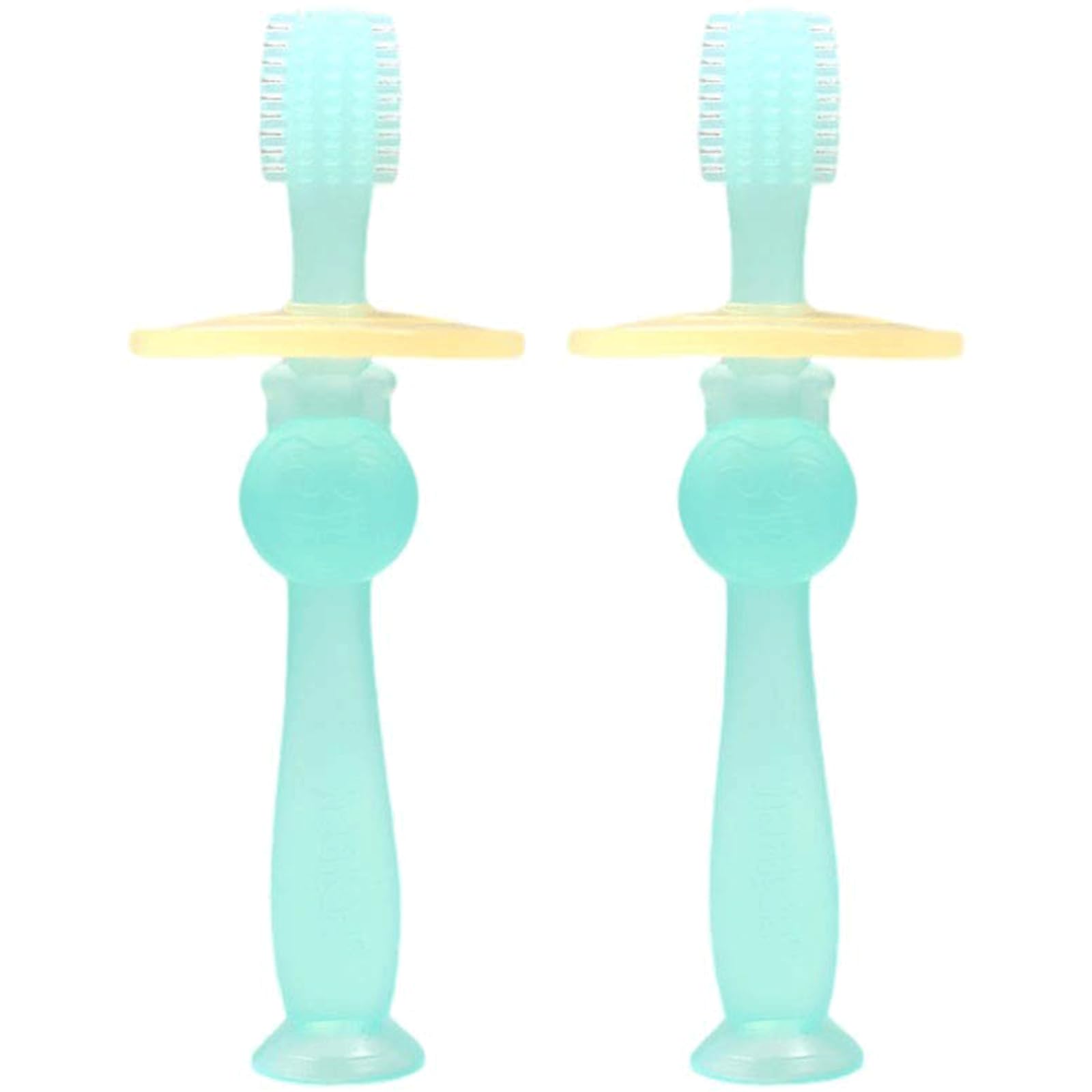 ZUMAHA Compatto Spazzolino da Denti per Bambini, spazzolino da Denti per Bambini dai 6 ai 24 Mesi, spazzolino Manuale in Silicone Morbido al 100% per Uso Alimentare a 360° Ergonomico