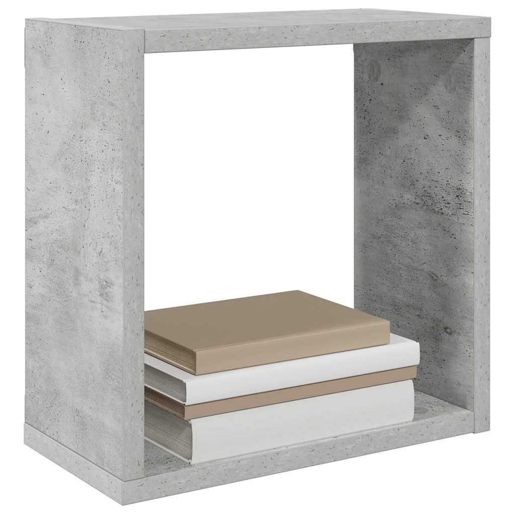 Set di 6 scaffali a cubo, in legno grigio cemento, 30 x 15 x 30 cm, mensole sospese, per soggiorno, camera da letto, cucina, per riporre e decorare, con spazio