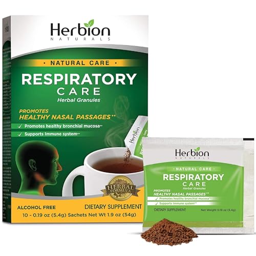 Herbion Naturals Respiratory Care Granules 10 count sachet - Help Relieve Cold and Flu Symptoms Promote Healthy Respiratory Function Optimize Immune System.
