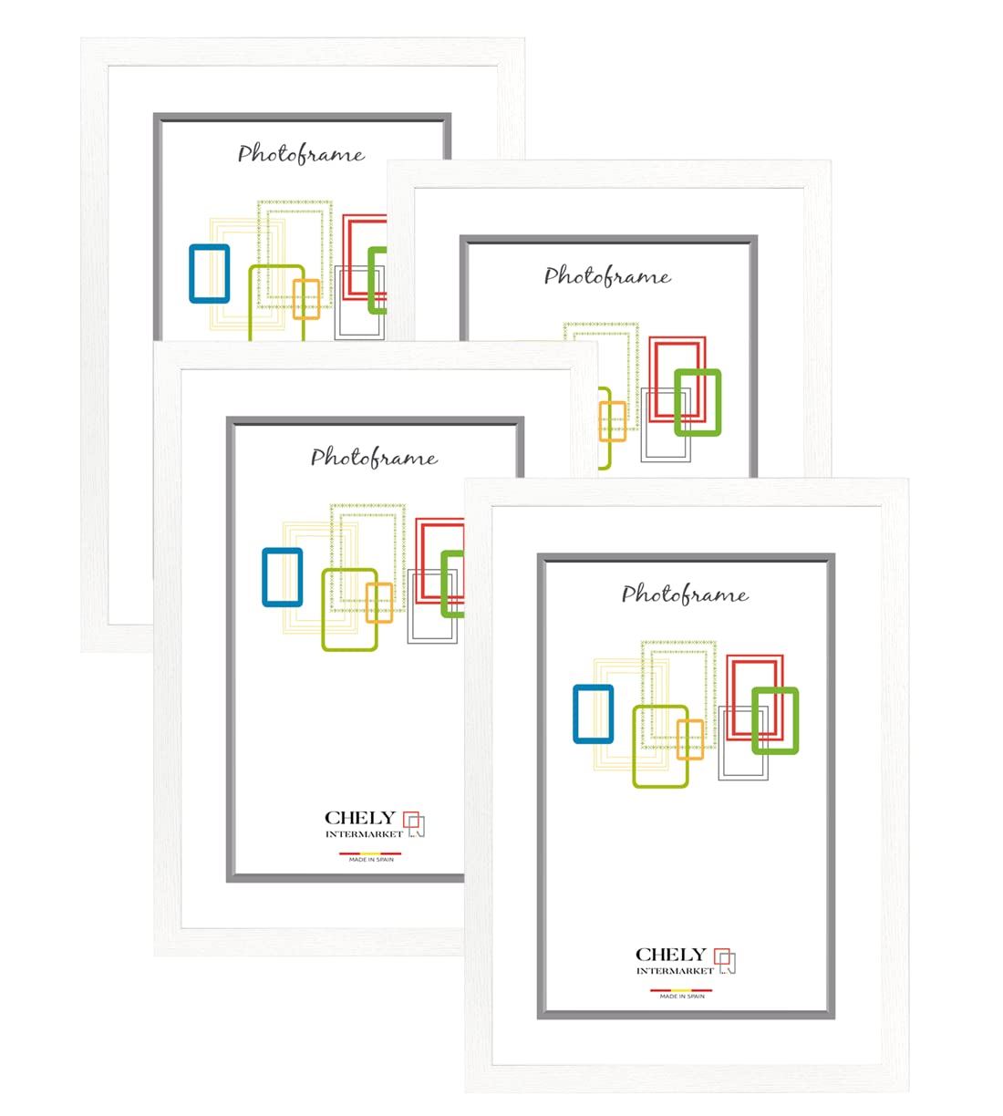 CHELY INTERMARKET Marco de Fotos A4 (Blanco) MOD-254 (Pack 4 uds) Ancho de moldura 2cm