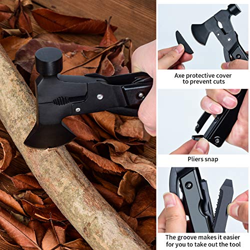 Multitool Camping Accessories - 14 in 1 Survival Gear and Equipment with Knife Axe Hammer Saw Screwdrivers Pliers Bottle Opener Durable Sheath - Cool Gadget Stocking Stuffers Gifts for Men Women - Thumbnail 7