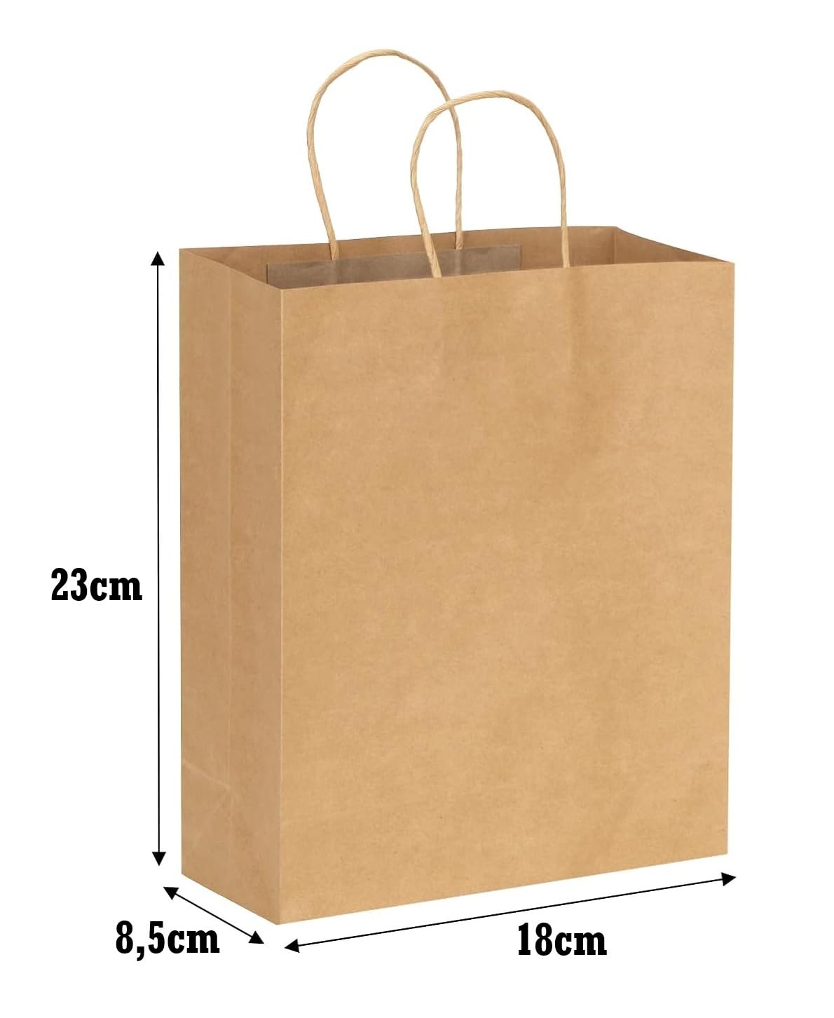 AKOLAFE 60 Sacchetti Di Carta Kraft Marrone Con Manici, 15x8x21 Cm, Per Regali E Shopping, Ecologici