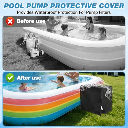 HOVCEH Poolpumpe Abdeckung,Abdeckung Sandfilteranlage Pool,wasserdichte Pool Sandfilteranlage Abdeckun-g,Poolpumpenabdeckung für Intex Krystal Clear Poolpumpe Sandfilterpumpe Garten (84x61x86cm)