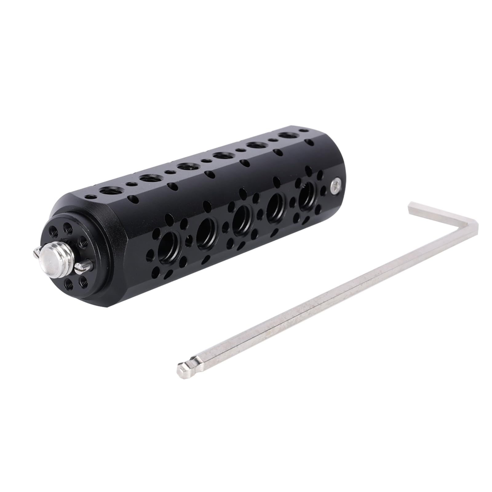 NICEYRIG Runder Universal Handle Griff für Kamerakäfig, multifunktionaler AR-ri-Verlängerungsgriff mit 1/4-Zoll-20 und 3/8-Zoll-16 Loch zum Positionieren, universeller ergonomischer Handgriff